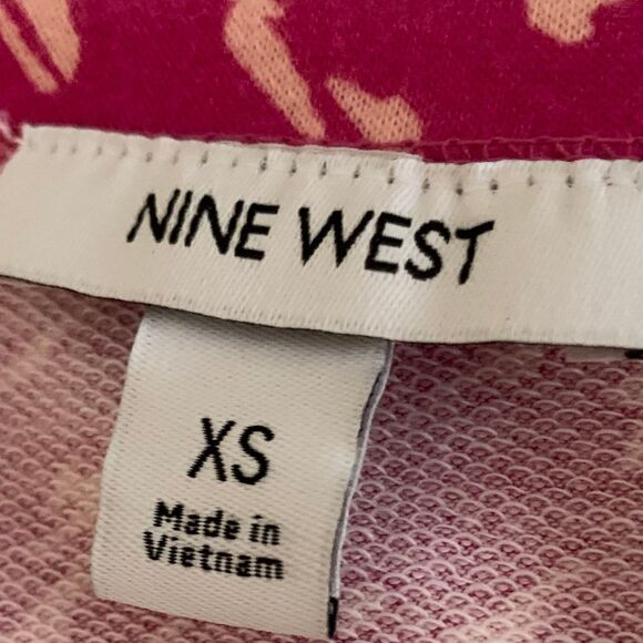 Nine West Pink Patterned Short Sleeve V-Neck A-line Midi Dress NWT Size XS - Picture 8 of 8